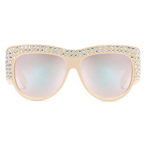 gucci oversized acetate sunglasses with crystals